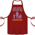 Dad With Three Daughters Funny Fathers Day Cotton Apron 100% Organic Maroon