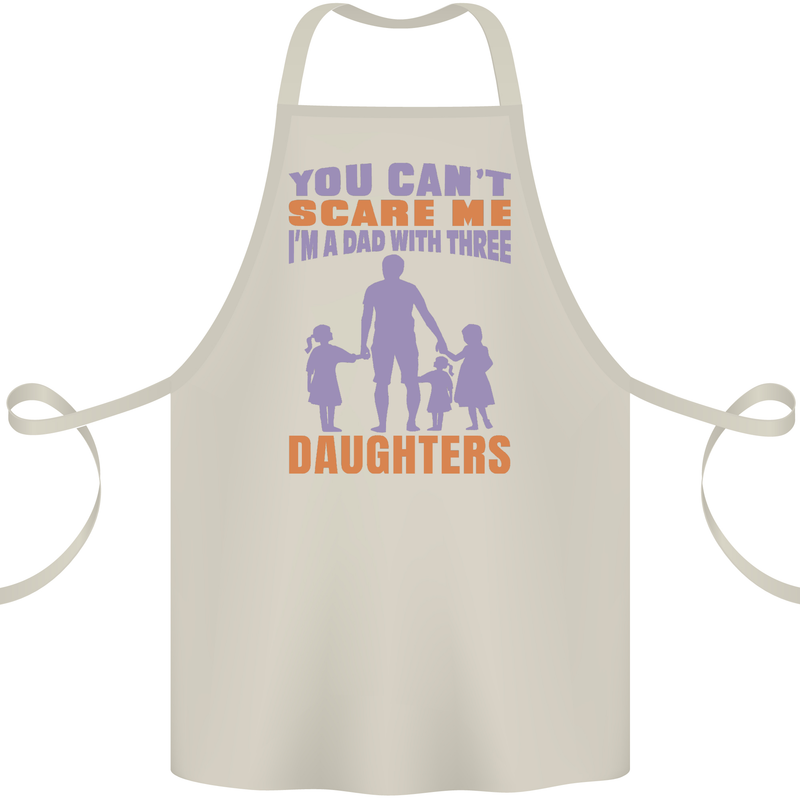 Dad With Three Daughters Funny Fathers Day Cotton Apron 100% Organic Natural