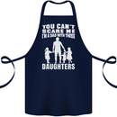 Dad With Three Daughters Funny Fathers Day Cotton Apron 100% Organic Navy Blue