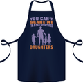 Dad With Three Daughters Funny Fathers Day Cotton Apron 100% Organic Navy Blue