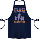 Dad With Three Daughters Funny Fathers Day Cotton Apron 100% Organic Navy Blue