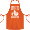 Dad With Three Daughters Funny Fathers Day Cotton Apron 100% Organic Orange