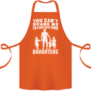 Dad With Three Daughters Funny Fathers Day Cotton Apron 100% Organic Orange