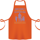 Dad With Three Daughters Funny Fathers Day Cotton Apron 100% Organic Orange