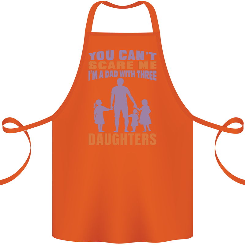 Dad With Three Daughters Funny Fathers Day Cotton Apron 100% Organic Orange