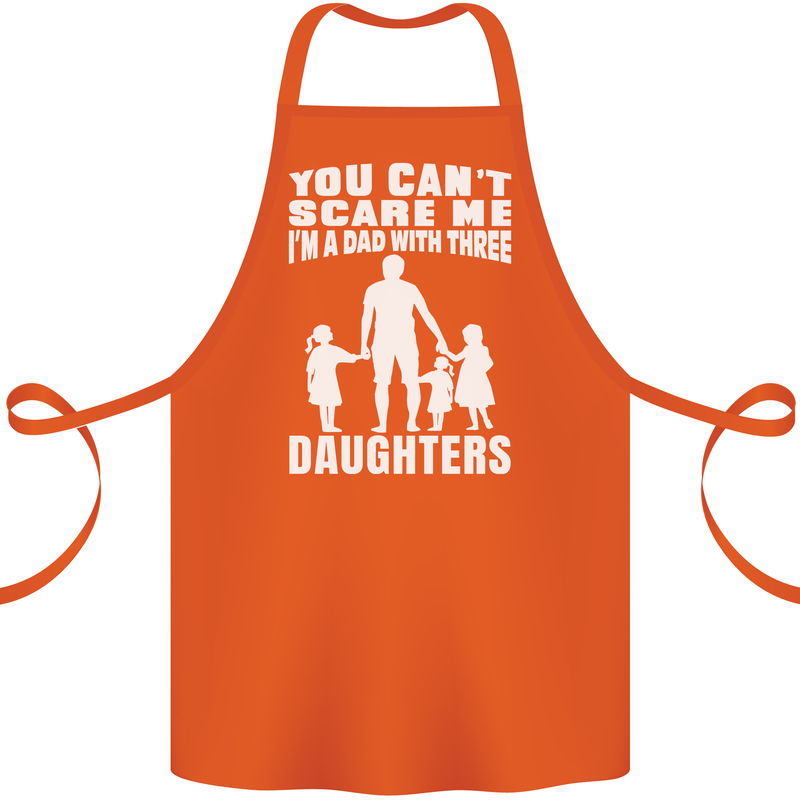 Dad With Three Daughters Funny Fathers Day Cotton Apron 100% Organic Orange