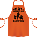 Dad With Three Daughters Funny Fathers Day Cotton Apron 100% Organic Orange