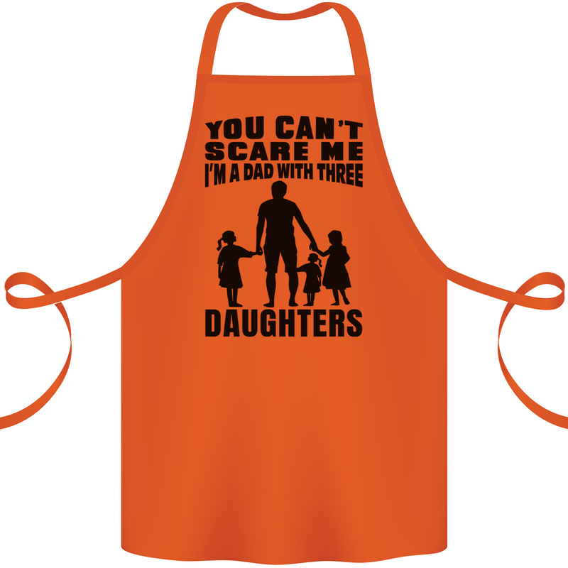 Dad With Three Daughters Funny Fathers Day Cotton Apron 100% Organic Orange