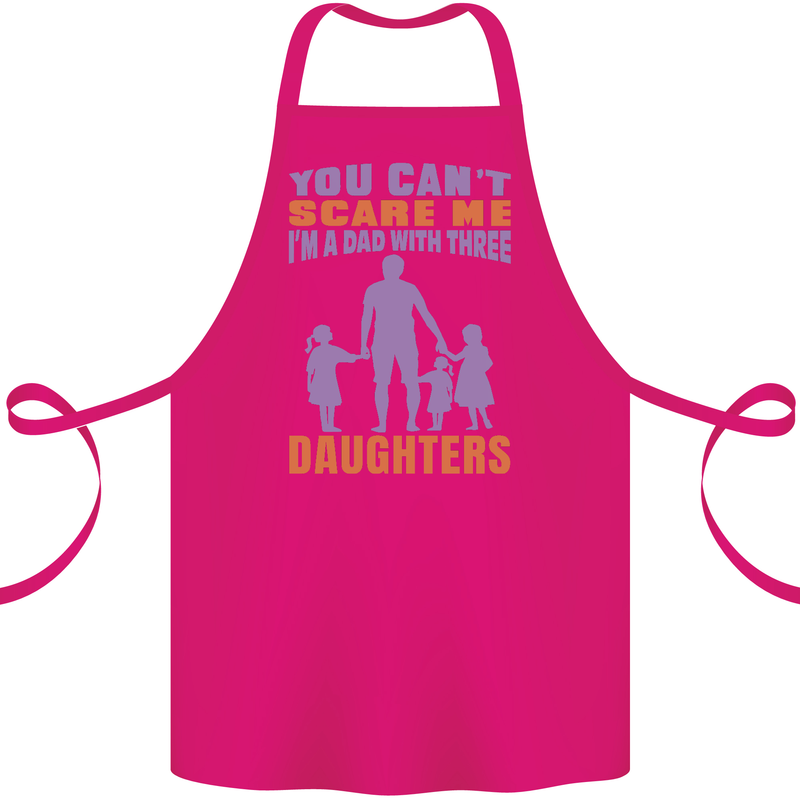 Dad With Three Daughters Funny Fathers Day Cotton Apron 100% Organic Pink