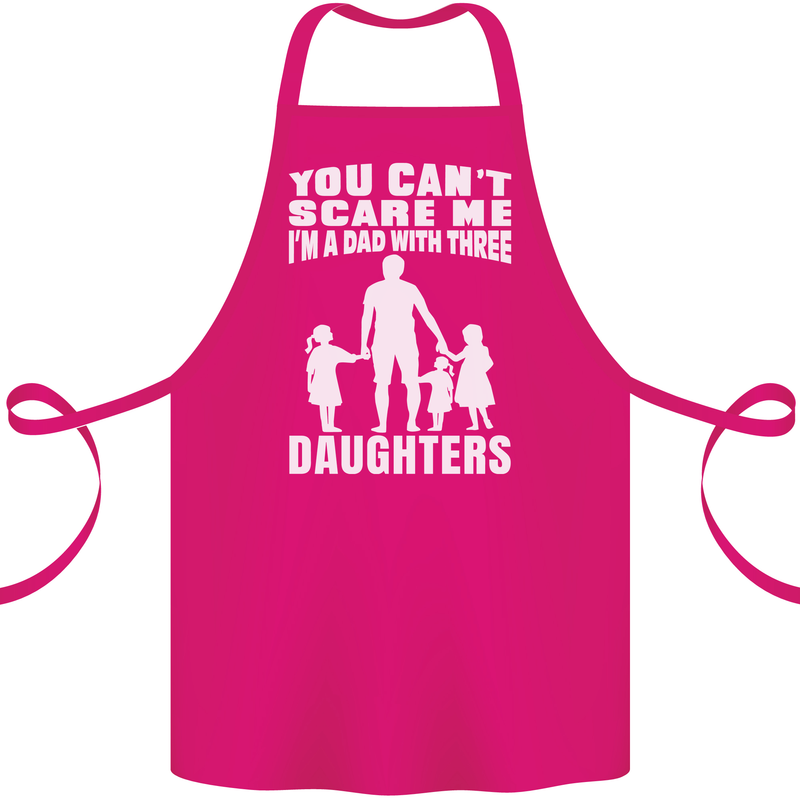 Dad With Three Daughters Funny Fathers Day Cotton Apron 100% Organic Pink