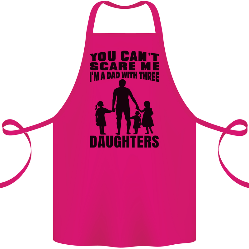 Dad With Three Daughters Funny Fathers Day Cotton Apron 100% Organic Pink