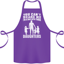 Dad With Three Daughters Funny Fathers Day Cotton Apron 100% Organic Purple