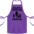 Dad With Three Daughters Funny Fathers Day Cotton Apron 100% Organic Purple