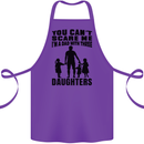 Dad With Three Daughters Funny Fathers Day Cotton Apron 100% Organic Purple