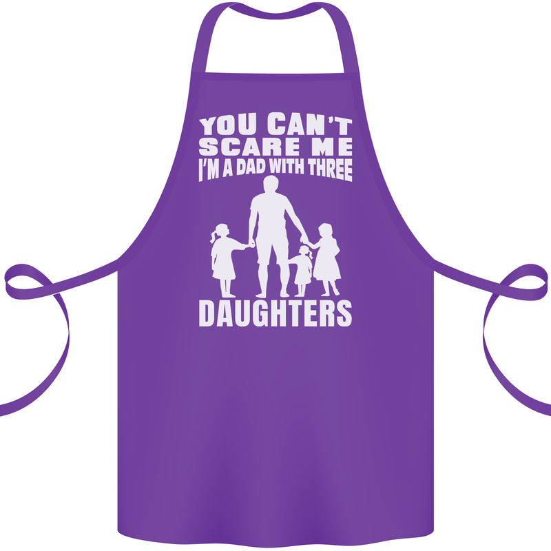 Dad With Three Daughters Funny Fathers Day Cotton Apron 100% Organic Purple