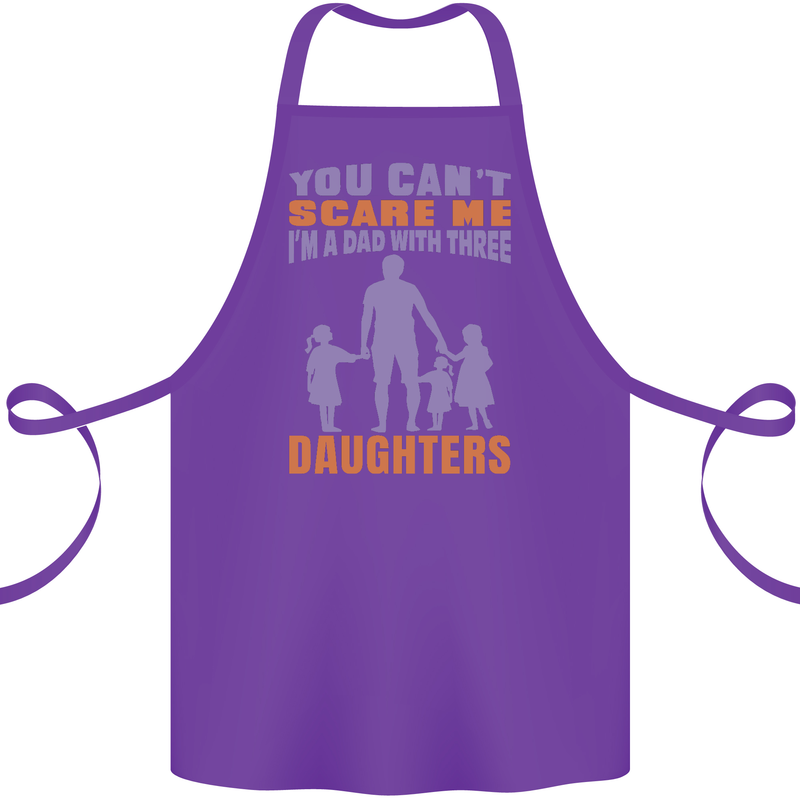 Dad With Three Daughters Funny Fathers Day Cotton Apron 100% Organic Purple