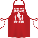 Dad With Three Daughters Funny Fathers Day Cotton Apron 100% Organic Red