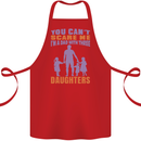 Dad With Three Daughters Funny Fathers Day Cotton Apron 100% Organic Red