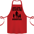 Dad With Three Daughters Funny Fathers Day Cotton Apron 100% Organic Red