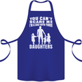 Dad With Three Daughters Funny Fathers Day Cotton Apron 100% Organic Royal Blue