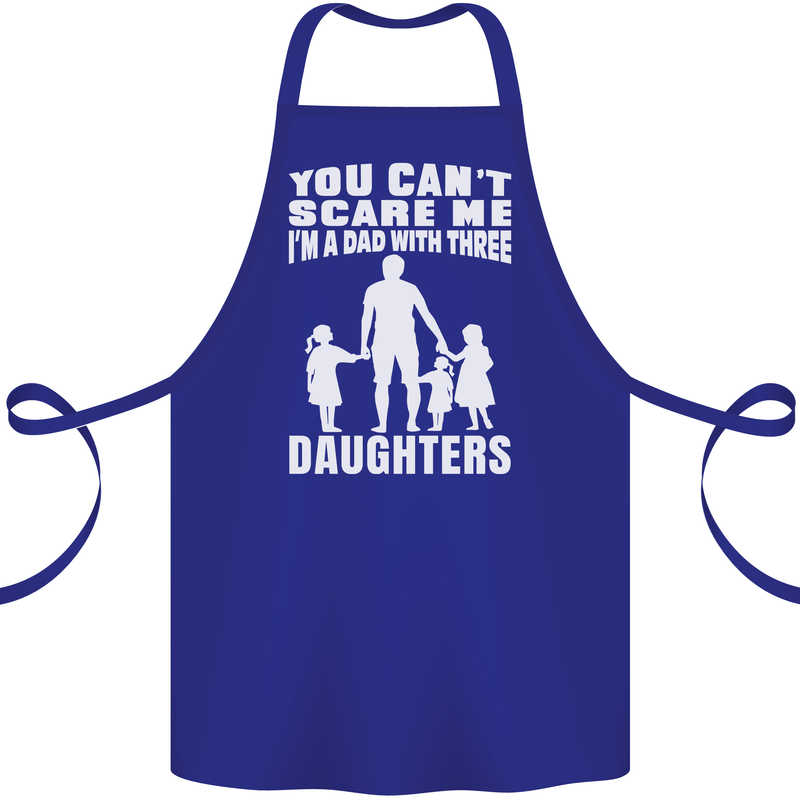 Dad With Three Daughters Funny Fathers Day Cotton Apron 100% Organic Royal Blue