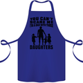 Dad With Three Daughters Funny Fathers Day Cotton Apron 100% Organic Royal Blue