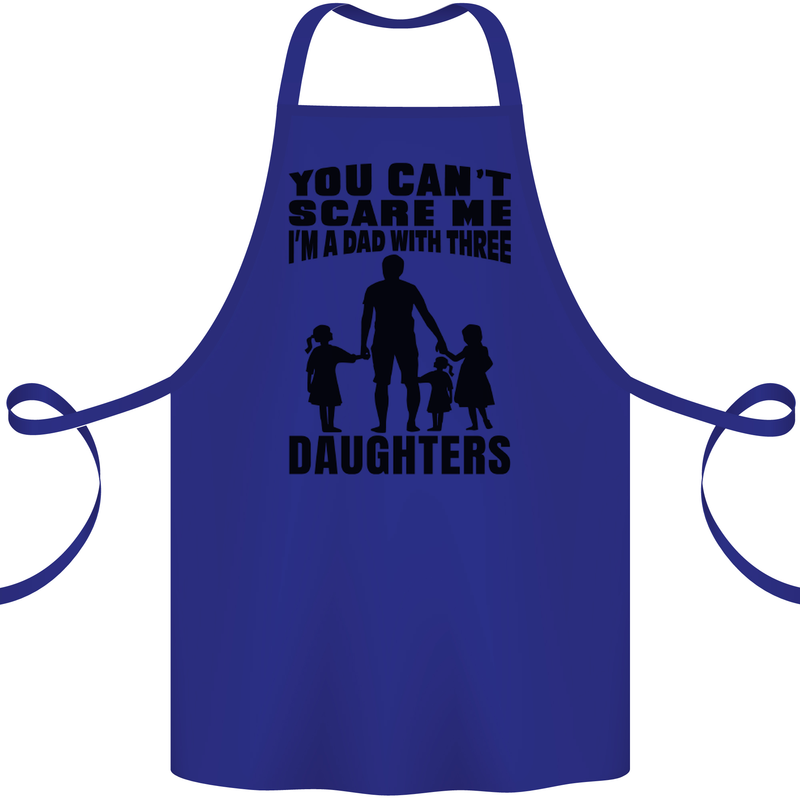 Dad With Three Daughters Funny Fathers Day Cotton Apron 100% Organic Royal Blue