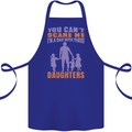 Dad With Three Daughters Funny Fathers Day Cotton Apron 100% Organic Royal Blue