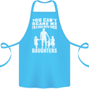 Dad With Three Daughters Funny Fathers Day Cotton Apron 100% Organic Turquoise
