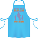 Dad With Three Daughters Funny Fathers Day Cotton Apron 100% Organic Turquoise