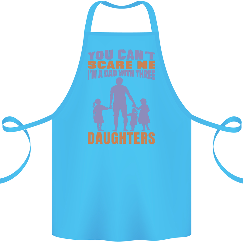 Dad With Three Daughters Funny Fathers Day Cotton Apron 100% Organic Turquoise