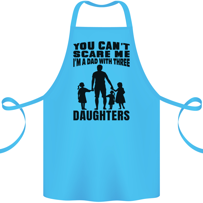 Dad With Three Daughters Funny Fathers Day Cotton Apron 100% Organic Turquoise