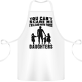 Dad With Three Daughters Funny Fathers Day Cotton Apron 100% Organic White