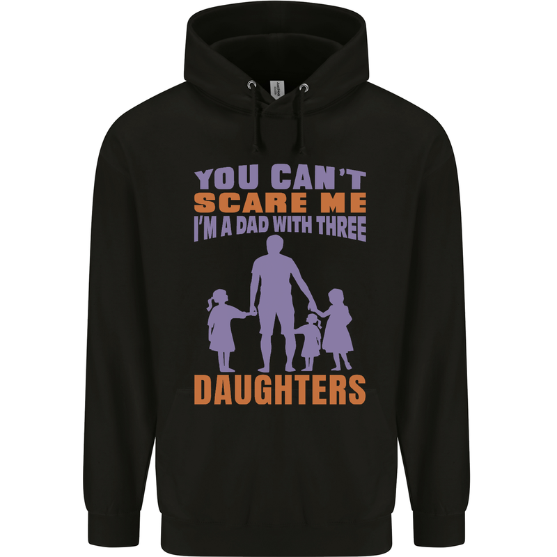 Dad With Three Daughters Funny Fathers Day Mens 80% Cotton Hoodie Black