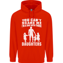 Dad With Three Daughters Funny Fathers Day Mens 80% Cotton Hoodie Bright Red