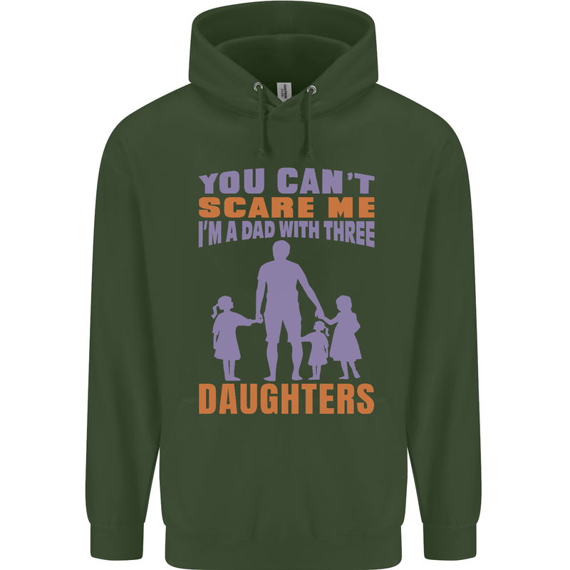 Dad With Three Daughters Funny Fathers Day Mens 80% Cotton Hoodie Forest Green