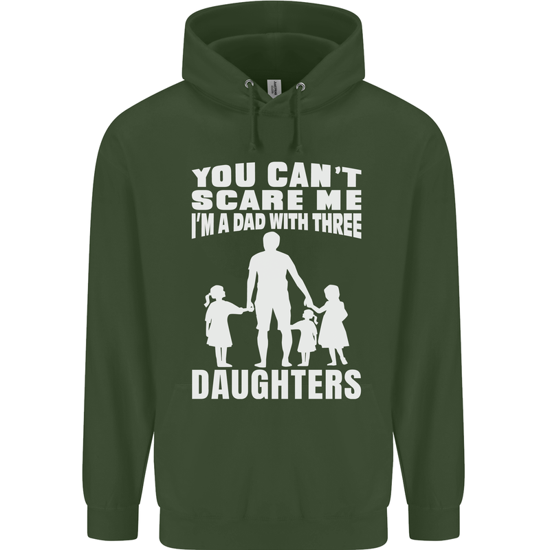 Dad With Three Daughters Funny Fathers Day Mens 80% Cotton Hoodie Forest Green