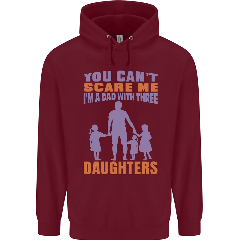 Dad With Three Daughters Funny Fathers Day Mens 80% Cotton Hoodie Maroon