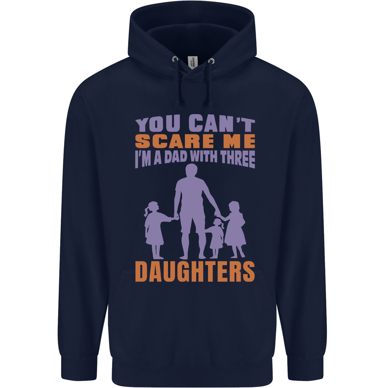 Dad With Three Daughters Funny Fathers Day Mens 80% Cotton Hoodie Navy Blue