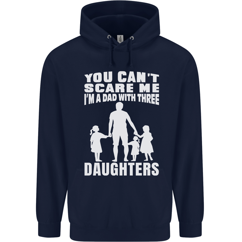 Dad With Three Daughters Funny Fathers Day Mens 80% Cotton Hoodie Navy Blue