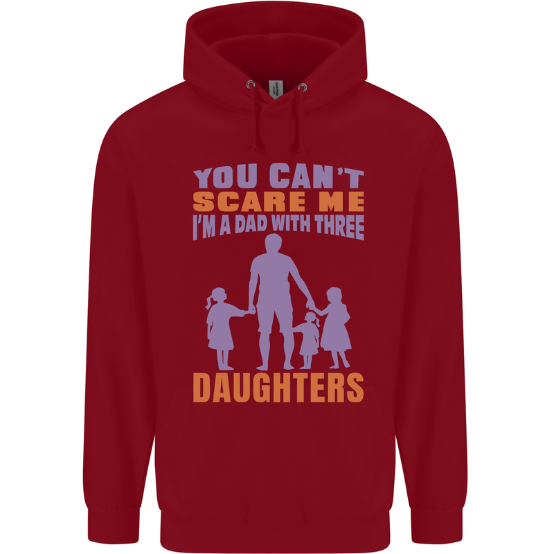 Dad With Three Daughters Funny Fathers Day Mens 80% Cotton Hoodie Red