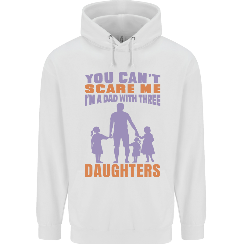 Dad With Three Daughters Funny Fathers Day Mens 80% Cotton Hoodie White