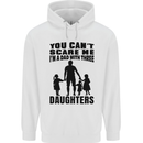 Dad With Three Daughters Funny Fathers Day Mens 80% Cotton Hoodie White