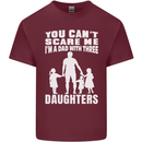 Dad With Three Daughters Funny Fathers Day Mens Cotton T-Shirt Tee Top Maroon