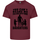 Dad With Three Daughters Funny Fathers Day Mens Cotton T-Shirt Tee Top Maroon