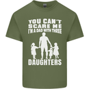 Dad With Three Daughters Funny Fathers Day Mens Cotton T-Shirt Tee Top Military Green