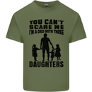 Dad With Three Daughters Funny Fathers Day Mens Cotton T-Shirt Tee Top Military Green