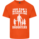 Dad With Three Daughters Funny Fathers Day Mens Cotton T-Shirt Tee Top Orange