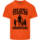 Dad With Three Daughters Funny Fathers Day Mens Cotton T-Shirt Tee Top Orange