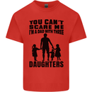 Dad With Three Daughters Funny Fathers Day Mens Cotton T-Shirt Tee Top Red